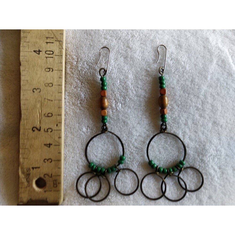 Earring Lot BOHO Seeds Beaded Bohemian Dangle Drop Hoop Chandelier Pierced - Picture 15 of 16